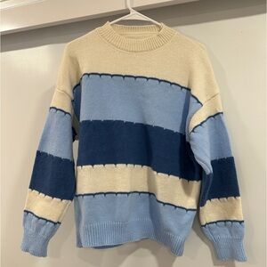 CUTE BLUE AND WHITE SWEATER! NEVER WORN